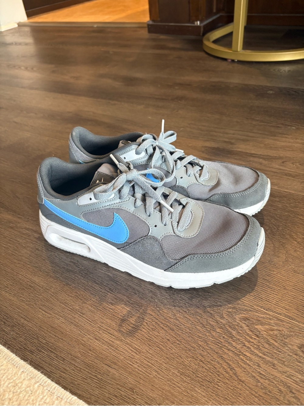Nike Kids Gray Sneakers with Blue Swoosh